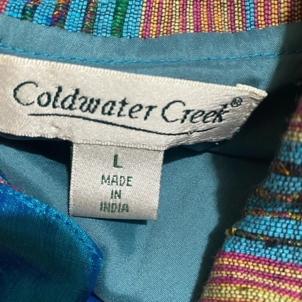 Coldwater Creek Shirt/Blazer Size‎ Large Blue/Orange/Crimson Fall